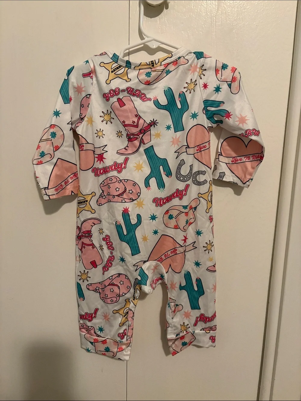 Shein Kids White Western Print One-Piece Romper